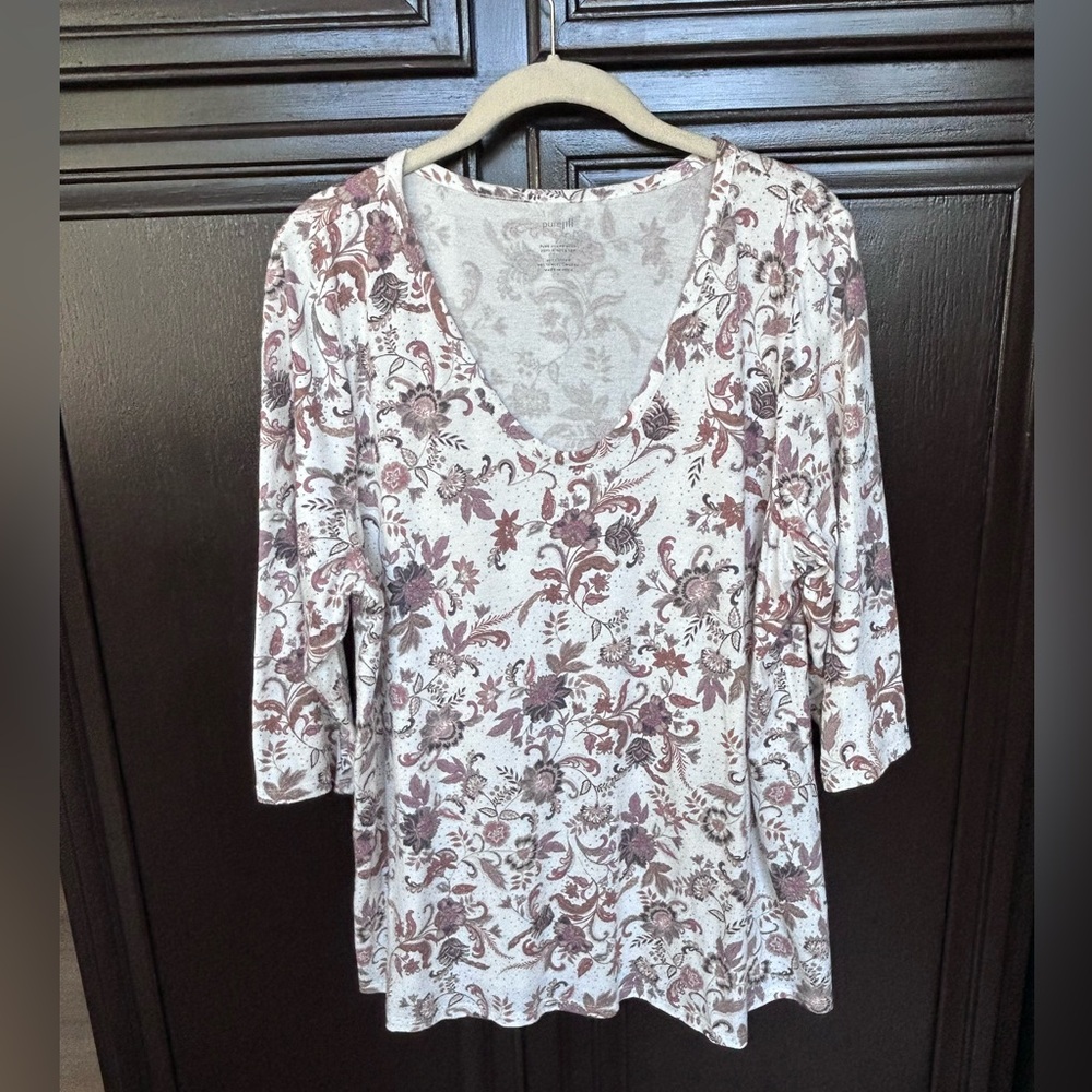 JJill Pure Jill cream&brown colors. Size L